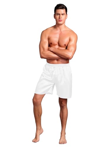 Men's Pajama Pants Satin Silk Pajama Boxer Shorts with Elastic Waistband Shorts Lounge Wear Sleepwear 5
