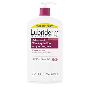 Lubriderm Advanced Therapy Fragrance-Free Moisturizing Hand & Body Lotion + Pro-Ceramide, Intense Hydration for Itchy, Extra Dry, & Sensitive Skin, Non-Greasy, Hypoallergenic, 32 fl. oz