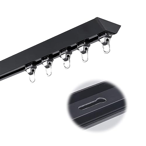 Barra divisora de techo de aluminio negro en forma de V, barra divisora de habitación de 8 pies para privacidad, ideal para sala de estar, dormitorio, ducha, sistema de rieles de cortina