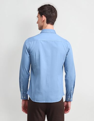 Image of U.S. Polo ASSN. Solid Slim Fit Shirts for Men - 100% Cotton, Full Sleeve Mens Casual Shirts