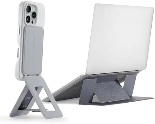 MOFT Invisible Laptop Stand fits 7-11" Tablets & 11-14" Laptops Space Gray & Phone Tripod Stand Cement