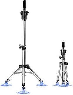 DANSEE Mini Wig Stand Metal Mannequin Head Tripod Stand Adjustable (14.5-21.8 inch) With
