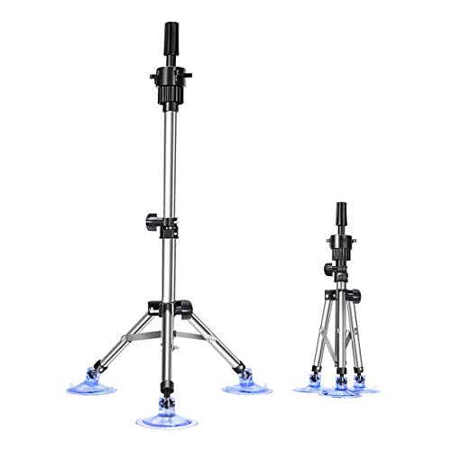 DANSEE Mini Wig Stand Metal Mannequin Head Tripod Stand Adjustable (14.5-21.8 inch) With Anti-Slip Design Suitable for Mannequin Heads Training Heads Canvas Heads