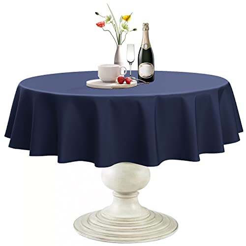Nappe ronde imperméable bleu marine Softalker 228 cm en polyester lavable