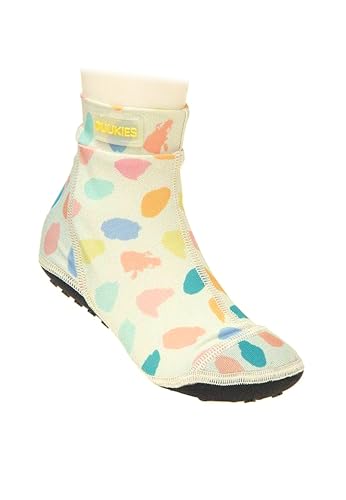 Duukies Mädchen Badesocken Paint Punkte Strandsocken UV-Schutz rutschfest Badeschuhe, Farbe:Yellow, Socken:34-35