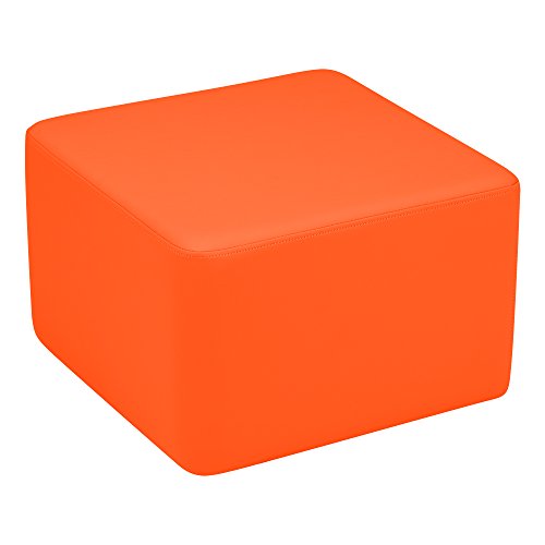 Image of Sprogs 12 inch H Structured Cube Stool -Flexible Modular Collaborative Soft Seating for Office, Home, Lounge and School Classrooms with Durable Frame -Orange