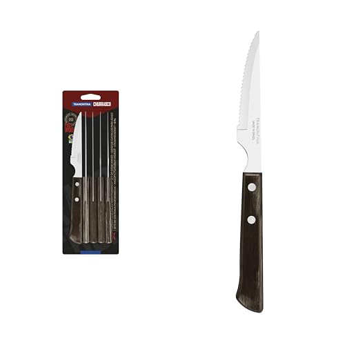 Tramontina Steak Knife Set with Brown Polywood Handle 6-Piece
