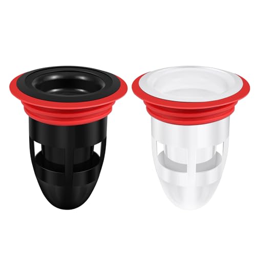 PLAFOPE Desague Antiolores Filtro de Alcantarillado de Silicona y PP, Tapón de Drenaje sin Perforación para Baño y Garaje, Paquete de 2 Unidades Negro