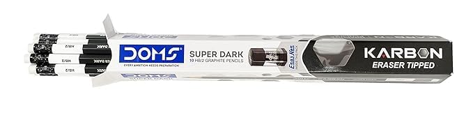 Image of Doms Black Dooms Karbon R /T Super Dark Pencil Pack Of 10 With Erasner (Sharpner+Eraser)