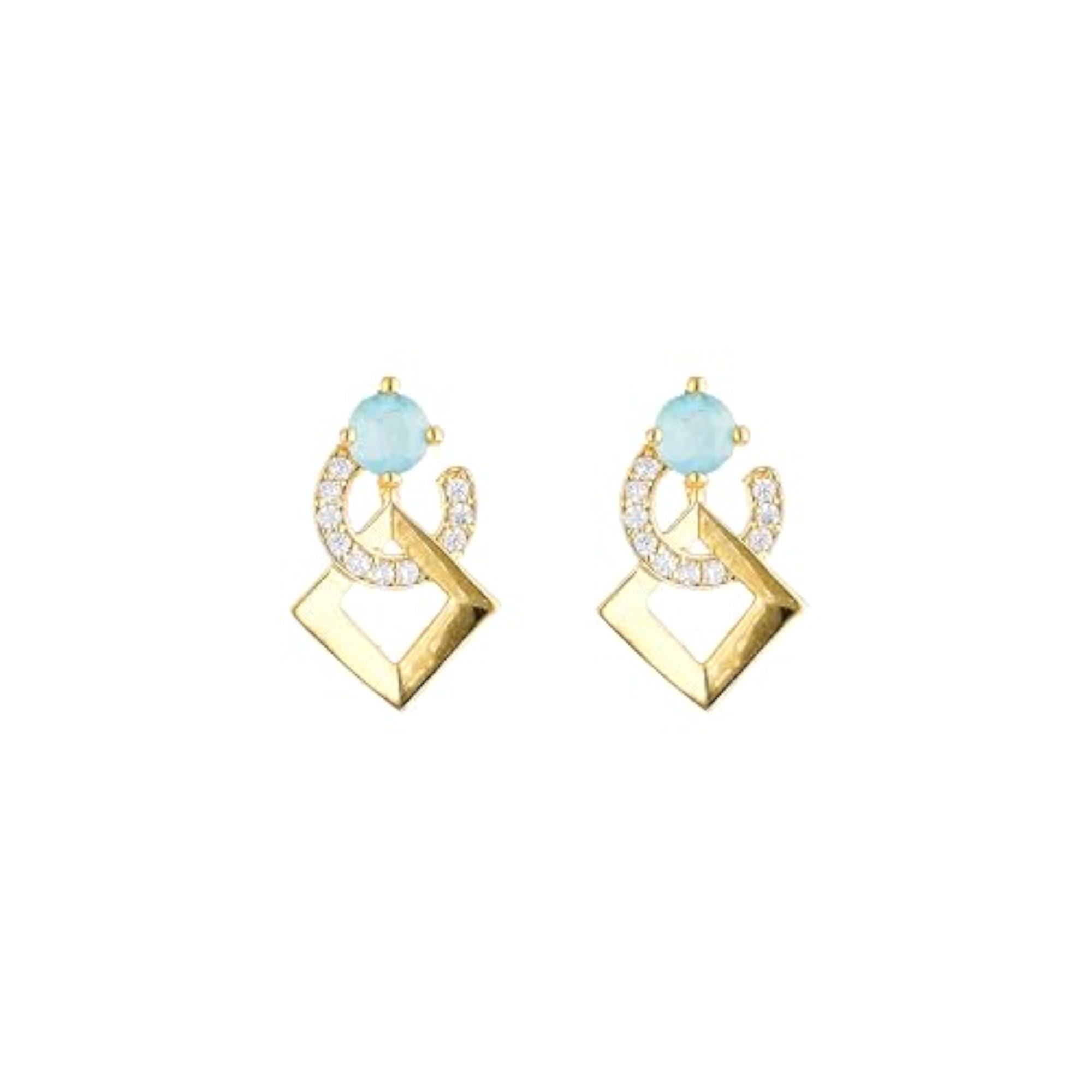 Women's 925 Sterling Silver Gold Plated Swiss Zircon Earrings