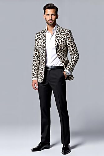 Manteau de smoking léopard à bouton unique veste de déguisement chic