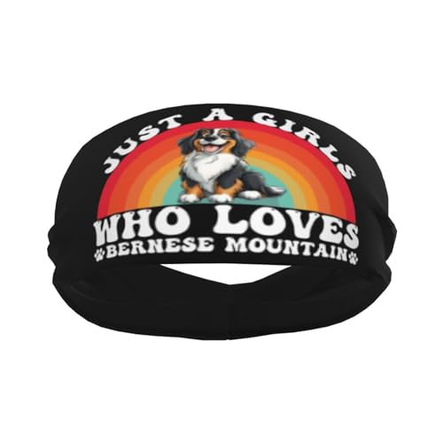 Just A Girls Who Loves Bernese Mountain Dog Adjustable Sports Headband Moisture Wicking Sweatband for Running Workout2