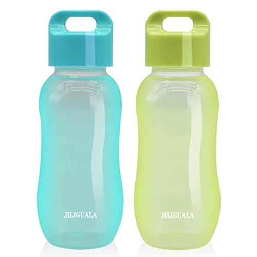 JILIGUALA Tazas de viaje de plástico para café, botella de agua, botella de agua deportiva, taza para leche, café, té, jugo, tamaño 350 ml, azul y verde, paquete de 2