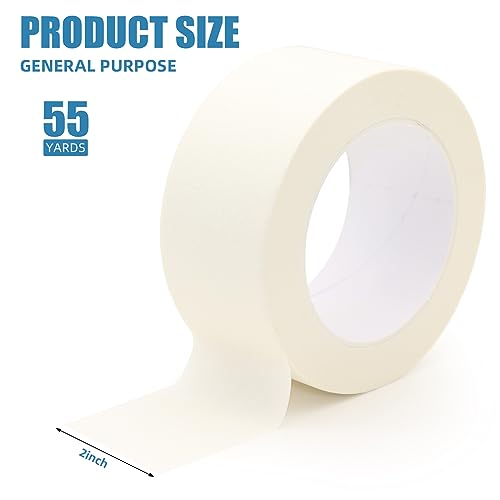Image of Beige White Masking Tape, 2 Inch x 55 Yards, for Wall Painting | Multi-Purpose for Painting, Building, Labeling, Edge Finishing & DIY Projects