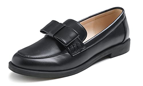 Image of FEVERSOLE Women's Fashion Dress Comfort Low Heel Office Penny Loafer Flats