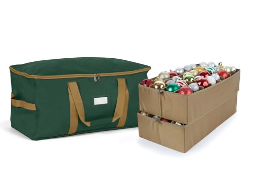 Covermates Keepsakes Adjustable Ornament Storage Bag, Carrying Handles, Padded Protection - Holiday Storage, Green