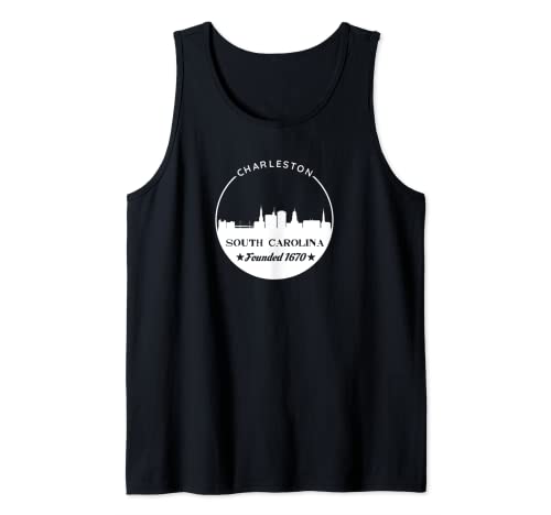 Histórico Charleston SC Historia CHS Low Country Skyline Art Camiseta sin Mangas