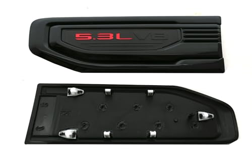 Image of Pair New 5.3L V8 Vent Emblems Kit 3D Driver Passenger Side Badge Compatible with 2019-2026 GMC Sierra GM 85160715 86532094 (5.3L V8-Black Red)