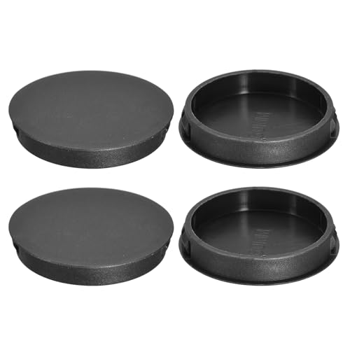 Image of uxcell 60mm /2.36 inch Plastic Hole Plugs, 4Pcs Flush Type Panel Round Snap in Fastener Knockout Locking Plugs for Furniture Insert End Caps Panels, Black