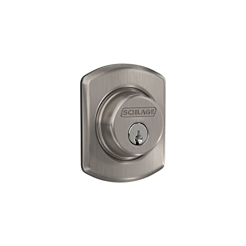 SCHLAGE Single Cylinder Deadbolt with Greenwich Trim, Satin Nickel (B60 N GRW 619)