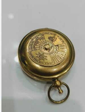 Brújula de bolsillo vintage de latón con tapa y anillo miniatura 2
