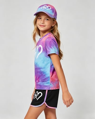 Image of Tween Girls Clothes Summer Short Sleeve T-Shirt and Shorts Set Casual Two Pieces Outfit Size 8 13