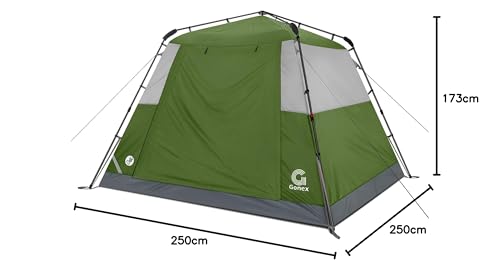 Gonex ワンタッチテント 4人用 前室付き 防水 通気 オシャレ ファミリー 耐水圧3000mm 設営簡単 キャンプ テント ツーリング テント 初心者向け 防風 防災 説明書付き 10枚目