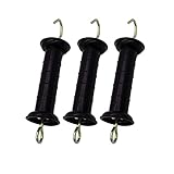 3 Pcs Plastic Electric Fence Gate Handle Insulators, Gate Handle with Spring (Black)