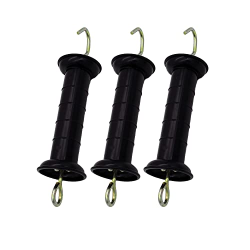 3 Pcs Plastic Electric Fence Gate Handle Insulators Gate Handle with Spring (Black)
