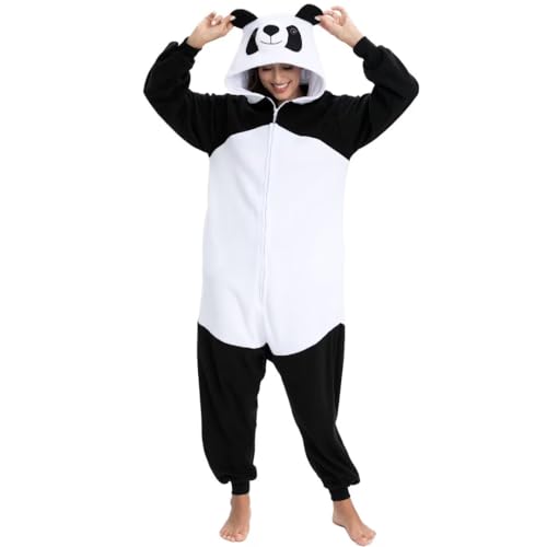 LABULA Onesie tierkostüme Damen Herren Pyjama Animal Halloween Schlafanzug Cosplay Jumpsuit Karneval Einteiler Panda XL