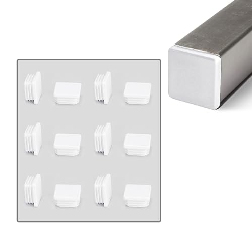 Image of Square Plastic Plug,12 Pack Square Plastic Hole Plugs Inserts, End Caps for Metal Tubing Glide Protection from Chair Legs and Other Furniture(White,1.25 inch /32mm)