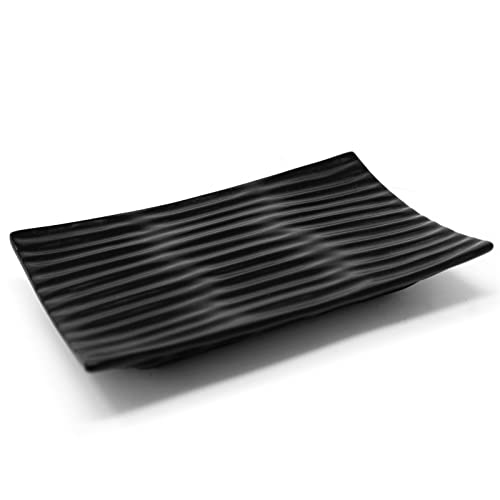 Modern Zen Black Soap Dish with Non Slip Feet - Bar Soap Holder (BL06) - Soap Tray for Shower