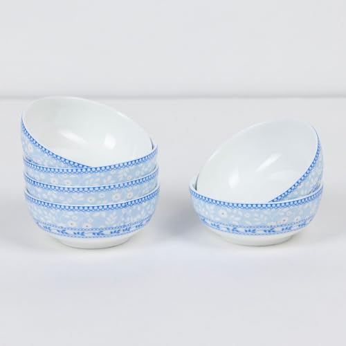 Image of GOLDEN QUEEN'S 18 Piece Dinner Set - Serving 6 | Perfect for Hosting and Daily Meals | Microwave Safe | Includes 6 Dinner Plates, 6 Small Bowls & 6 Side Plates (Blue & White Florals)