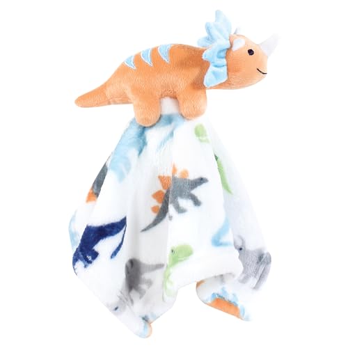 Image of Hudson Baby Unisex Baby Animal Face Security Blanket, Dinosaurs 3-Pack, One Size