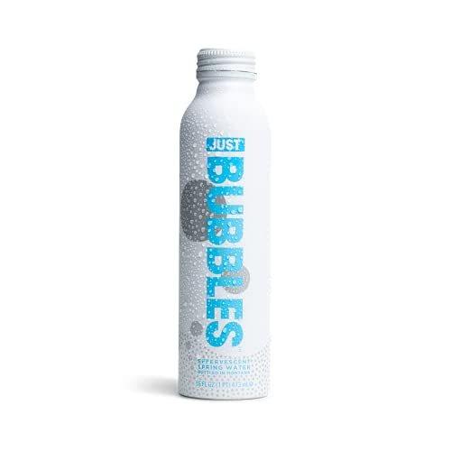 Image of JUST Bubbles - Pure Premium Sparkling Spring Water in a Fully Recyclable Reusable Eco-Friendly Bottle - 100% Mountain-Sourced Carbonated Water with Naturally Occurring Minerals, 16 Fl Oz (Pack of 12)