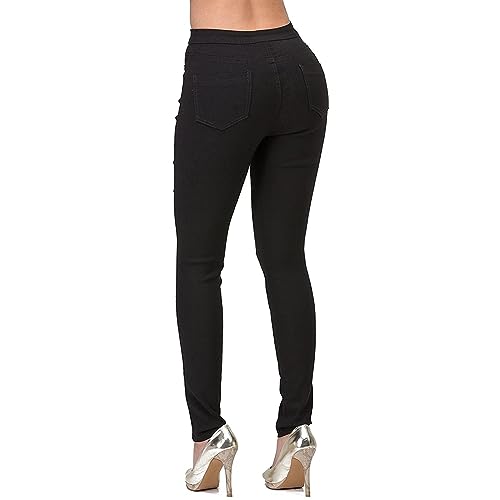 Women's Slim Fit Stretchy Denim Pants High Waist Skinny Tummy Control Jeggings Button Butt Lifting Jeans Trousers4