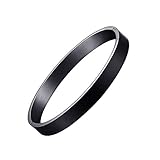 Titanium Stainless Steel Couple Cuff Bracelet Polished Pure Black Plated Finish Bangle Anti-Allergy/Anti-Color Fading