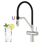 Grifo de agua 4 en 1: este grifo de purificación de agua 4 en 1 puede suministrar agua fría, agua caliente, agua filtrada y agua de soda/agua de ósmosis. Mediante la conexión de un filtro de agua potable y aireador para agua de soda / sistema de ósmo...