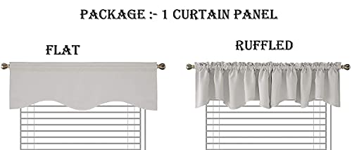 Mds Pack Of 1 Solid Rod Pocket Valances Blackout Short Curtains Scalloped Valances For Windows Darkening Draperies 1 Panels Set (Greyish White 42X18) #TOP3