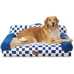 KSIIA Dog Bed Large Dog Beds with Supportive Armrests Waterproof Pet Couch Comfort Pet Sofa with Removable Machine Washable Cover & Anti-Slip Bottom, 41 x 27 in, Blue Blue 41.0"L x 27.0"W x1