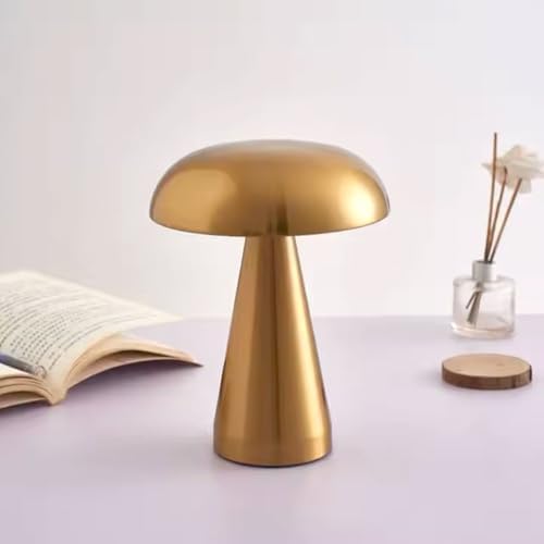 Luminária Abajur de Mesa Cogumelo Metálico LED, Sem Fio, Quarto R...