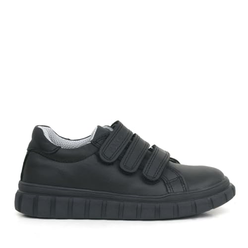 Image of SIRRI Boys Black Leather School Shoes, Formal Smart Back to School Trainers