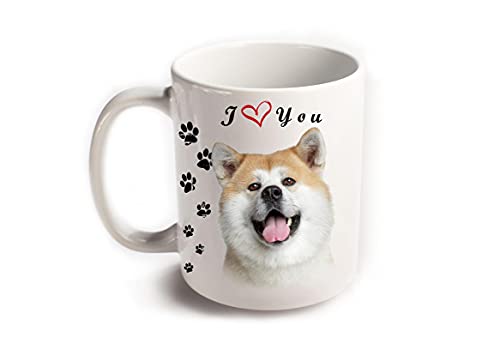 Akita Inu Japanese I Love You - Taza de café de cerámica blanca con impresión en ambos lados