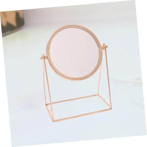 Espejo redondo de maquillaje metálico color oro rosa miniatura 7