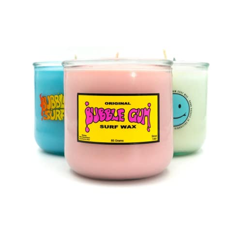 Bubble Gum Surf Wax Original Formula | Superior Adhesion Surfboard Wax, Classic Bubble Gum Scented, And Hand Poured In California | 6 Pack (Cool) #TOP3