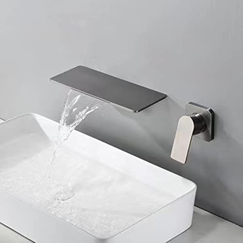 Mélangeur cascade mural noir anti calcaire pour lavabo