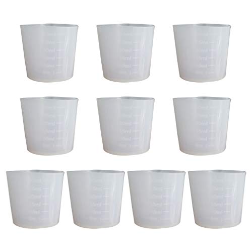 EINCORN 10Pcs 30ml Resin Cup Non-Stick Silicone Cup Silicone Measuring Cup Reusable Mixing Cup with Precise Scale for Jewelr