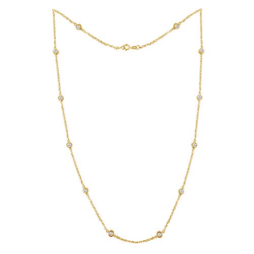 10K Yellow Gold Diamond Station Necklace (1 cttw, J-K Color, I1-I2 Clarity)