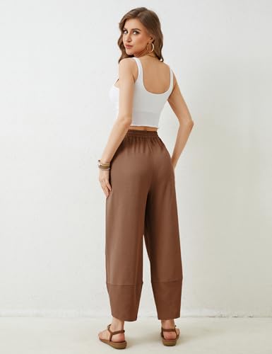 Image of Xiaoxuemeng Womens Baggy Wide Leg Pants Casual Elastic Waisted Palazzo Harem Pants with Pockets