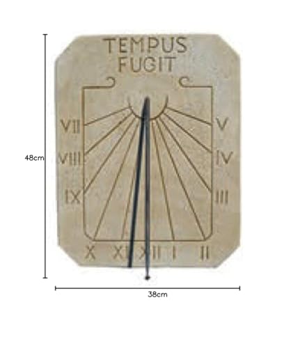 Miniatura 2 de Catart Reloj De Sol Para Decorar La Pared Modelo Tempus Fugit 3x38x48cm. Hormigón Piedra Reloj Sola Para Exterior Peso: 10kg.